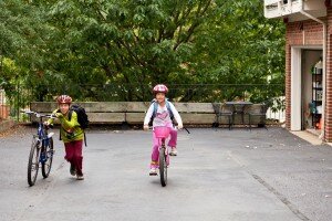 kids biking to school