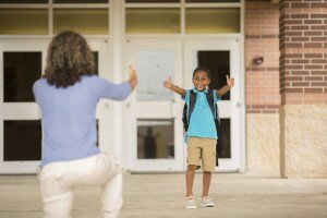 school pickup mom and kid