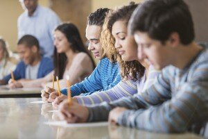 Students taking exam